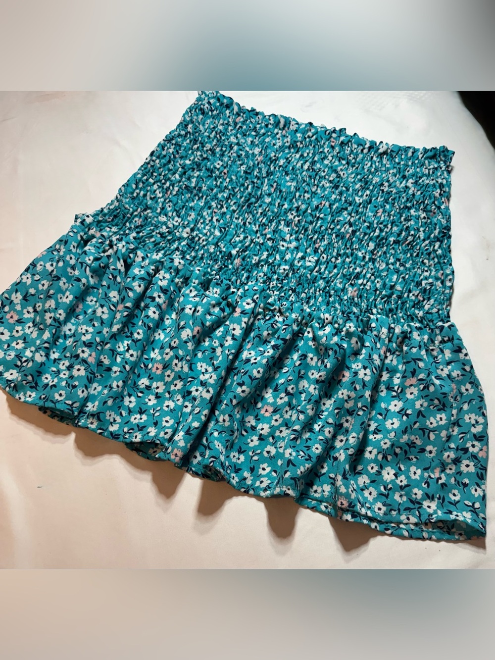 Good Luck Gem Teal Floral Mini Skirt